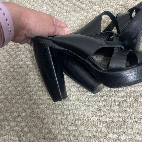 Rocco P. Women's Black Strappy Slip On Slingback Open Toe Heels Size 36 - Picture 11 of 12